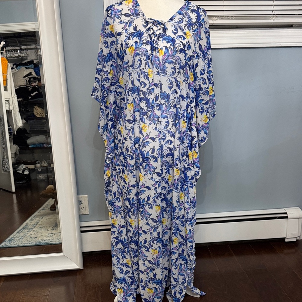 Byblos Blue and Yellow Floral Swim Coverup